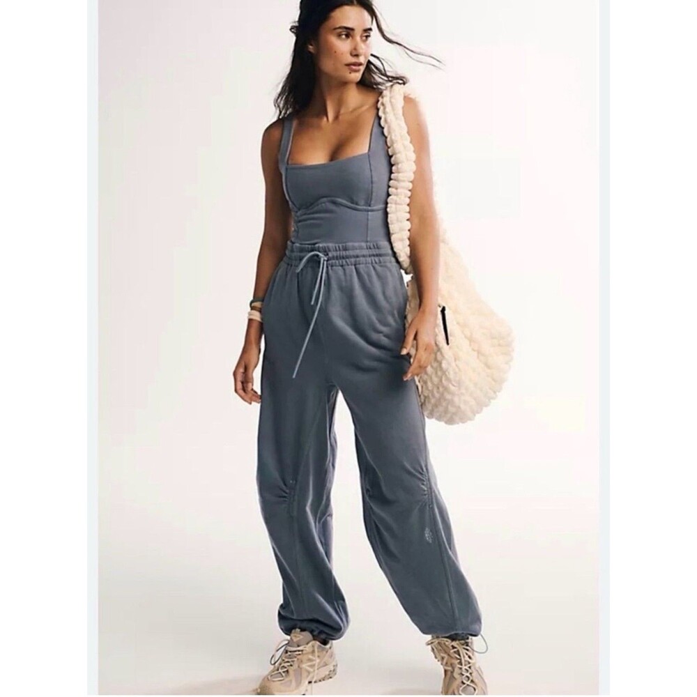 Free People Movement Inbound Jumpsuit in Misty Blue Size L NWOT
